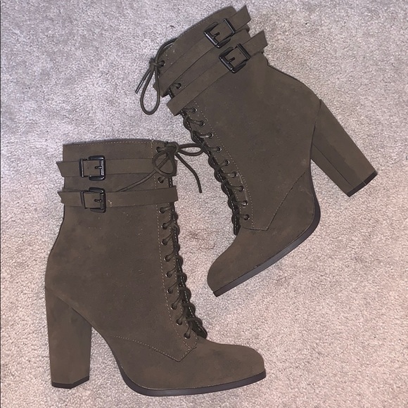 olive green heel boots